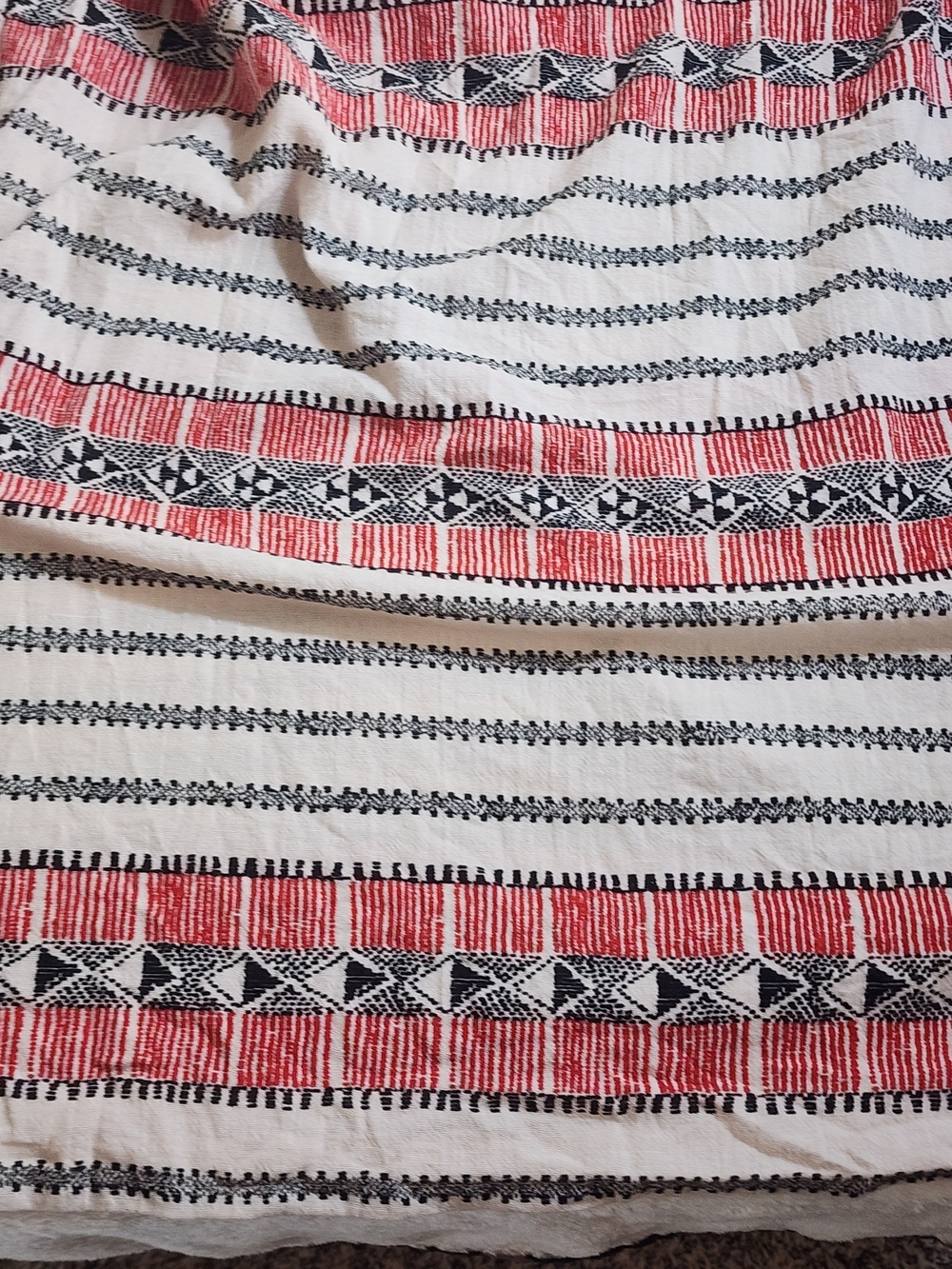 Madewell Boho Tribal Print Cotton Maxi Dress Red White Black Size M - Picture 8 of 11